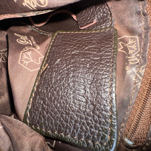 Vintage Italian Dark Brown Pebbled Leather Shoulder Bag Tote Bag - Picture 11 of 14